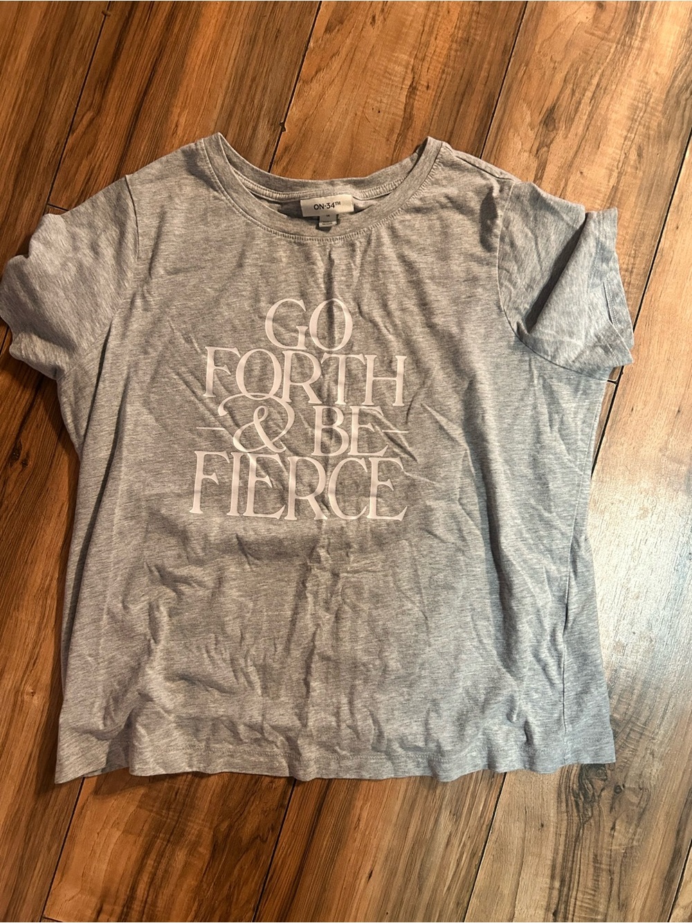 Light Gray Short-Sleeve Tee with 'Go Forth & Be Fierce' Graphic